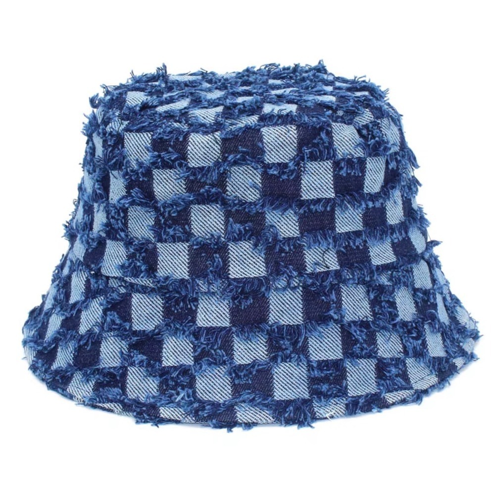 Denim Bucket Hat Patchwork Blue Cotton Lined OS Retro Hip Style